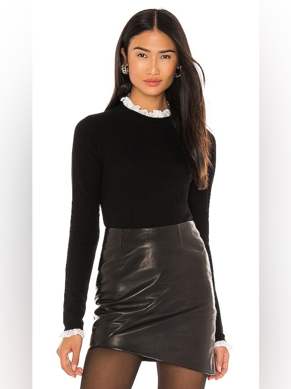 Autumn cashmere lace trimmed sweater